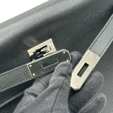エルメス HERMES ケリー32 内縫い □J刻印 ブラック/シルバー金具 エプソン レディース ショルダーバッグ