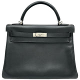 エルメス HERMES ケリー32 内縫い □J刻印 ブラック/シルバー金具 エプソン レディース ショルダーバッグ