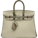エルメス HERMES バーキン25 パーソナルオーダー U刻印 トゥルティエールグレー/エトゥープ シルバー金具 トゴ レディース ハンドバッグ