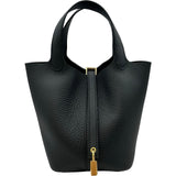 エルメス HERMES ピコタンロックPM G刻印 ブラック ゴールド金具 トリヨン レディース ハンドバッグ