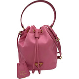プラダ PRADA トライアングルロゴバケットバッグ 1BE067 ピンク レザー/ナイロン レディース ショルダーバッグ