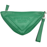 プラダ PRADA トライアングルロゴ クラッチ 2NE054 グリーン レザー レディース クラッチバッグ