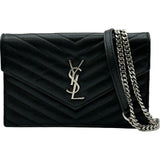 サンローラン SAINT LAURENT エンベロープ カサンドラチェーンウォレット 393953 ブラック カーフスキン レディース ショルダーバッグ