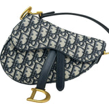 クリスチャン・ディオール Christian Dior サドルバッグミニ ネイビー キャンバス レディース ハンドバッグ