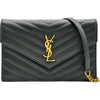 サンローラン SAINT LAURENT カサンドラ エンベロープ チェーンウォレット 393953 ブラック カーフレザー レディース ウォレットチェーン
