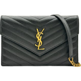 サンローラン SAINT LAURENT カサンドラ エンベロープ チェーンウォレット 393953 ブラック カーフレザー レディース ウォレットチェーン