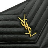 サンローラン SAINT LAURENT カサンドラ エンベロープ チェーンウォレット 393953 ブラック カーフレザー レディース ウォレットチェーン