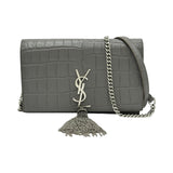 サンローラン SAINT LAURENT ケイトタッセルチェーンウォレット 452159 グレー クロコ型押しカーフ レディース ウォレットチェーン