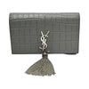 サンローラン SAINT LAURENT ケイトタッセルチェーンウォレット 452159 グレー クロコ型押しカーフ レディース ウォレットチェーン