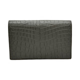 サンローラン SAINT LAURENT ケイトタッセルチェーンウォレット 452159 グレー クロコ型押しカーフ レディース ウォレットチェーン