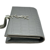 サンローラン SAINT LAURENT ケイトタッセルチェーンウォレット 452159 グレー クロコ型押しカーフ レディース ウォレットチェーン