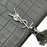 サンローラン SAINT LAURENT ケイトタッセルチェーンウォレット 452159 グレー クロコ型押しカーフ レディース ウォレットチェーン