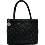 シャネル CHANEL 復刻トート A01804 6番台 ブラック シルバー金具 キャビアスキン レディース トートバッグ