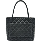 シャネル CHANEL 復刻トート A01804 6番台 ブラック シルバー金具 キャビア レディース トートバッグ