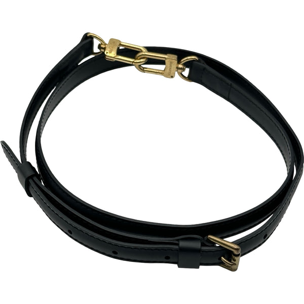 【週末価格】LOUIS VUITTON ショルダーストラップ 黒 金具 ルイ・ヴィトン LOUIS VUITTON ストラップ ノワール レザー レディース