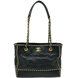 シャネル CHANEL ココマークチェーンラウンドトート AS2739 ブラック ゴールド金具 カーフ レディース トートバッグ