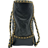 シャネル CHANEL ココマークチェーンラウンドトート AS2739 ブラック ゴールド金具 カーフ レディース トートバッグ
