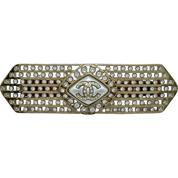 シャネル CHANEL ココマークバレッタ ゴールド/シルバー メタル/ライン