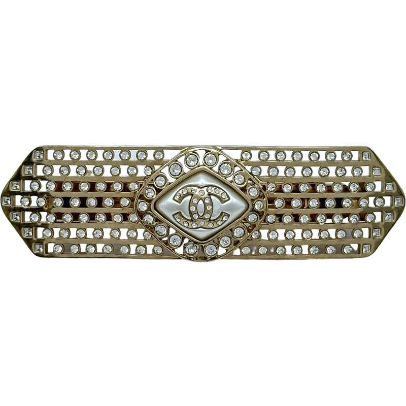 シャネル CHANEL ココマークバレッタ ゴールド/シルバー メタル/ライン