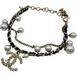 シャネル CHANEL ココマークブレスレット ゴールド メッキ/ラインストーン/パール/レザー ジュエリー