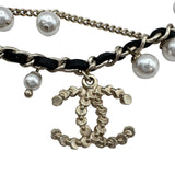 シャネル CHANEL ココマークブレスレット ゴールド メッキ/ラインストーン/パール/レザー ジュエリー