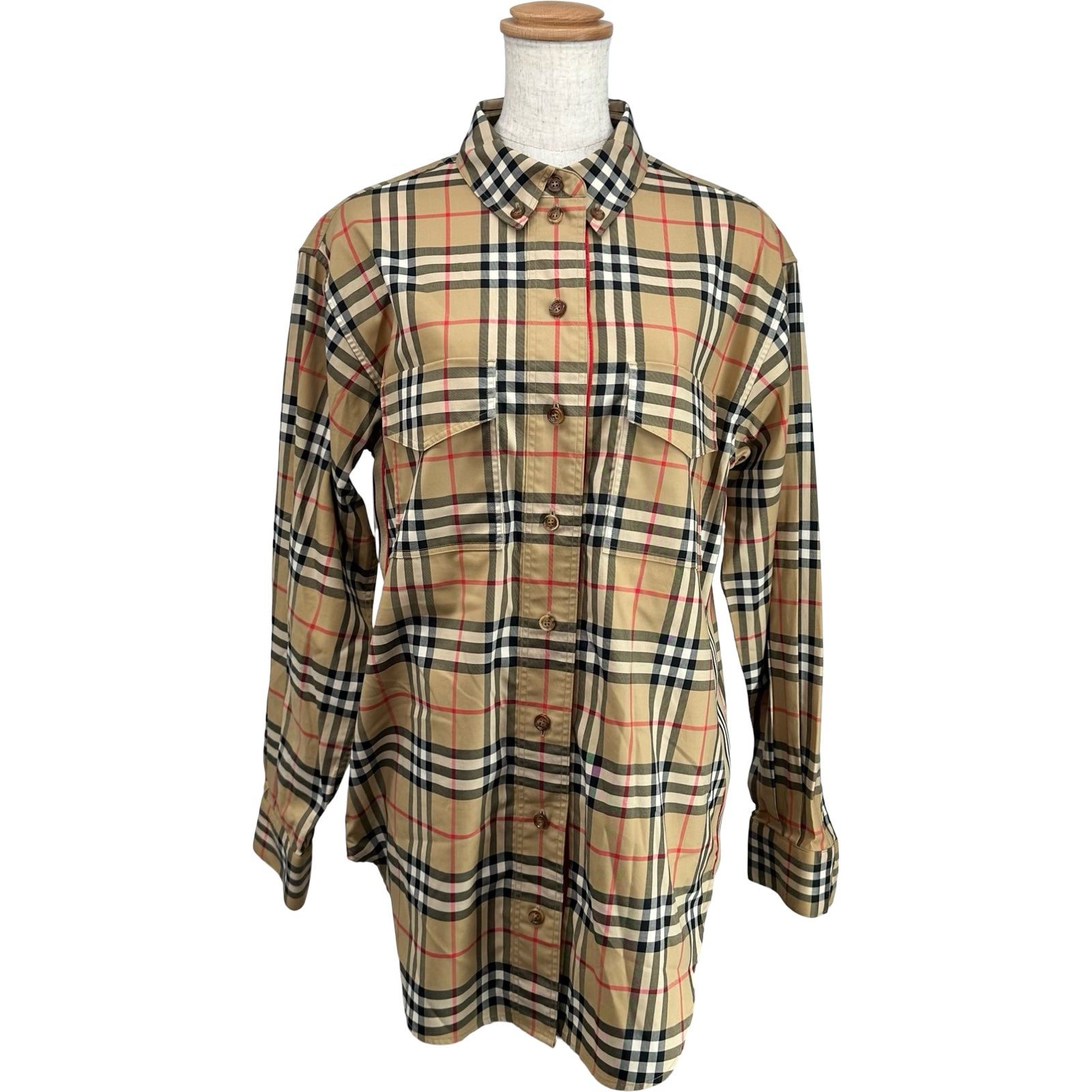BURBERRY♡チェック柄♡長袖シャツ♡3Y98 バーバリー BURBERRY チェック柄長袖シャツ 8022285 ベージュ コットン