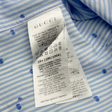 グッチ GUCCI 刺繡ロゴ長袖シャツ 644986 ブルー コットン メンズ 長袖シャツ