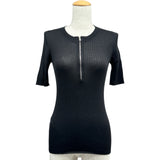 プラダ PRADA ハーフジップリブニットカットソー 124884 ブラック ウール レディース カットソー