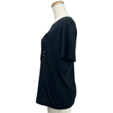 ルイ・ヴィトン LOUIS VUITTON スパンコール装飾半袖Tシャツ F5TS62JSG ブラック コットン レディース 半袖Ｔシャツ