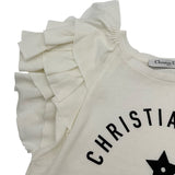 クリスチャン・ディオール Christian Dior フロントロゴフリルTシャツ 323T43A4416 ホワイト コットン レディース 半袖Ｔシャツ