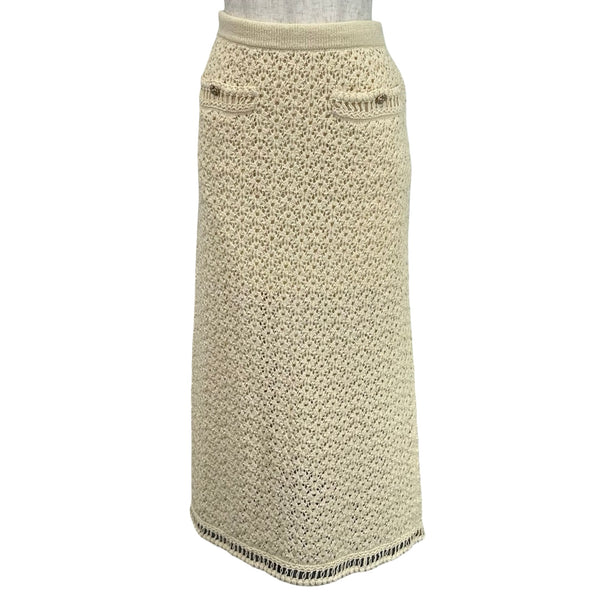 シャネル CHANEL カメリアボタンサマーニットスカート P63066 クリーム