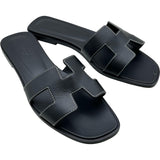 エルメス HERMES オラン フラットサンダル H021056Z ブラック レザー レディース サンダル