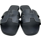 エルメス HERMES オラン フラットサンダル H021056Z ブラック レザー レディース サンダル