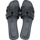 エルメス HERMES オラン フラットサンダル H021056Z ブラック レザー レディース サンダル