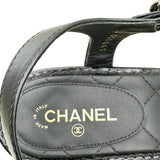 シャネル CHANEL ココマークチェーンヒールトングサンダル G31463 ブラック レザー レディース サンダル