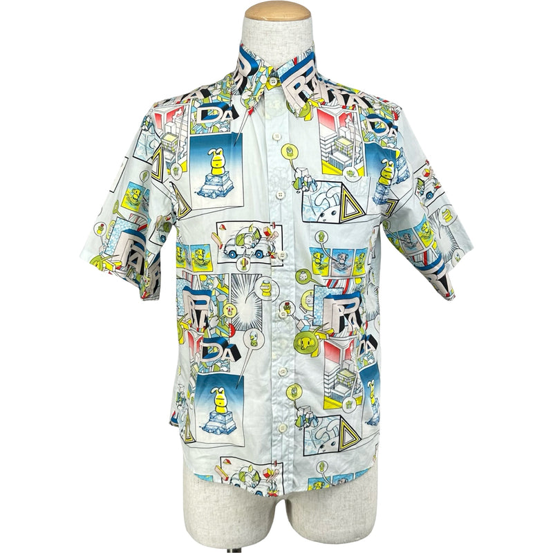 プラダ PRADA コミックプリント半袖Tシャツ UCS306 ホワイト コットン メンズ 半袖シャツ プラダ PRADA コミックプリント半袖Tシャツ UCS306 ホワイト コットン