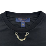 ルイ・ヴィトン LOUIS VUITTON チェーン装飾キャットスタンプ半袖Tシャツ FUTS21 ブラック コットン メンズ 半袖Ｔシャツ