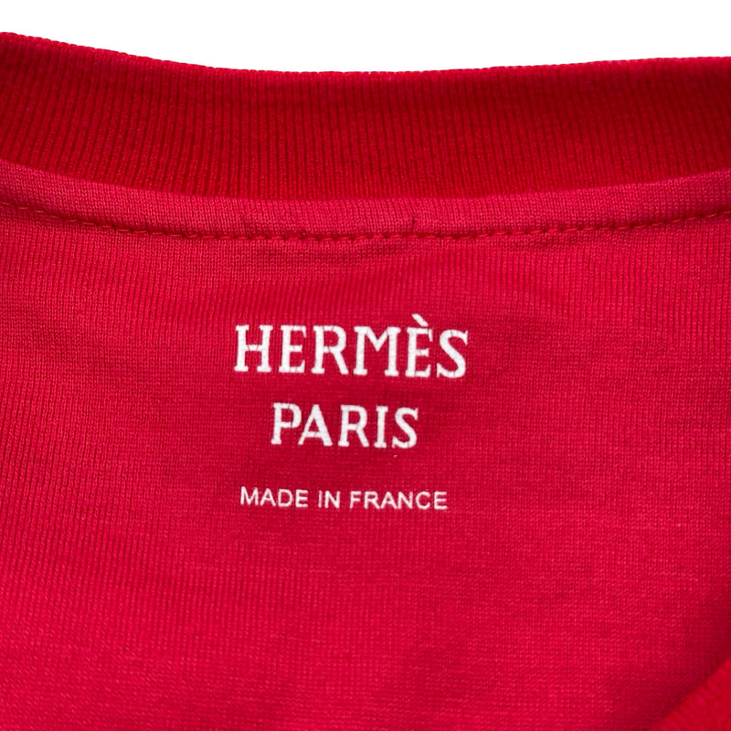 エルメス HERMES 刺繍ポケット半袖ワンピース コットン レディース