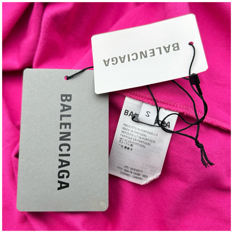 バレンシアガ BALENCIAGA Bonjourプリント半袖Tシャツ 594579 ピンク
