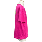 バレンシアガ BALENCIAGA Bonjourプリント半袖Tシャツ 594579 ピンク コットン メンズ 半袖Ｔシャツ