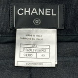 シャネル CHANEL リボン装飾ストレートパンツ P26913 ブラック コットン レディース その他ボトムス
