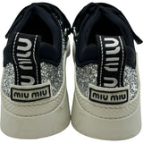 ミュウミュウ miu miu ロゴグリッターローカットスニーカー シルバー グリッター レディース スニーカー