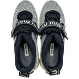 ミュウミュウ miu miu ロゴグリッターローカットスニーカー シルバー グリッター レディース スニーカー