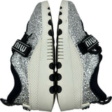 ミュウミュウ miu miu ロゴグリッターローカットスニーカー シルバー グリッター レディース スニーカー