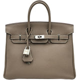 エルメス HERMES バーキン25 Z刻印 エトゥープ シルバー金具 トゴ レディース ハンドバッグ
