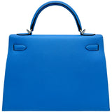 エルメス HERMES ケリー32 外縫い T刻印 ブルーパラダイス/シルバー金具 エプソン レディース ショルダーバッグ