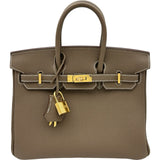 エルメス HERMES バーキン25 K刻印 エトゥープ ゴールド金具 トゴ レディース ハンドバッグ