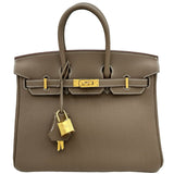 エルメス HERMES バーキン25 G刻印 エトゥープ ゴールド金具 トゴ レディース ハンドバッグ