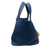 エルメス HERMES ピコタンロックPM W刻 ブルードプリュス ゴールド金具 トリヨン レディース ハンドバッグ