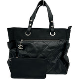 シャネル CHANEL パリビアリッツトートGM A34210 11番台 ブラック シルバー金具 コーティングキャンバス レディース トートバッグ